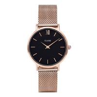 cluse watches minuit mesh rose gold black