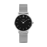 CLUSE Minuit Black & Silver Mesh Watch