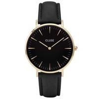 Cluse La Boheme Gold Plated Black Strap Watch CL18401