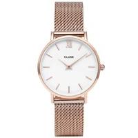 cluse minuit rose gold plated mesh bracelet watch cl30013