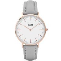 Cluse La Boheme Rose Gold Plated Grey Strap Watch CL18015