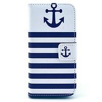 COCO FUN Navy Blue Anchor Pattern PU Leather Full Body Case with Screen Protector for iPhone 5C