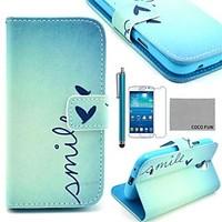 COCO FUN Cute Heart Pattern PU Leather Case with Screen Protecter and Stylus for Samsung Galaxy S4 Mini i9190