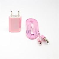 Colorful EU AC Wall Charger with 2M Flat Noodle Micro USB Charge Cable for Samsung S4/S3/S2 and Others(Assorted Colors)