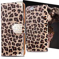 Cool Wild Leopard PU Leather Case Flip Cover Bling Diamond Card Slot For iPhone 5/5S (Assorted Colors)