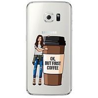 Coffee Girl Pattern Soft Ultra-thin TPU Back Cover For Samsung GalaxyS7 edge/S7/S6 edge/S6 edge plus/S6/S5/S4