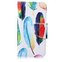 Color Feather Painting PU Phone Case for apple iTouch 5 6