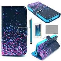 COCO FUN Night Glowworm Pattern PU Leather Full Body Case with Film, Stand and Stylus for iPhone 5/5S