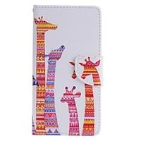 color giraffe painted pu phone case for huawei p8 litep8