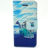 COCO FUN Animal Bus Pattern PU Leather Case with Screen Protector and USB Cable and Stylus for iPhone 4/4S