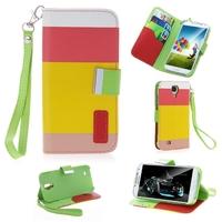 Colorful Leather Wallet Case Flip Leather Stand Cover with Card Holder for Samsung Galaxy S4 i9500/i9505