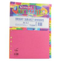 Concord Bright Dividers A4 A-z Asst - 10 Pack