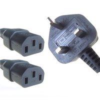 connekt gear black 10a uk mains plug top to 2 x iec c13 female dual sp ...