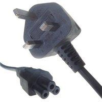 Connekt Gear Black 5A UK Mains Plug Top to IEC C5 Cloverleaf TV Power Cord Cable