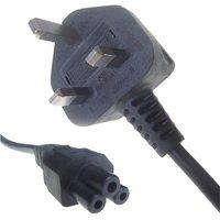 connekt gear black 5a uk mains plug top to iec c5 cloverleaf tv power  ...