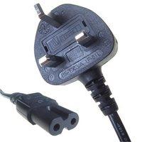 Connekt Gear Black 5A UK Mains Plug Top to IEC C7 Figure of 8 TV Power Cord Cable