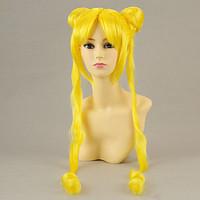Cosplay Wigs Sailor Moon Sailor Moon Yellow Long Anime Cosplay Wigs 100 CM Heat Resistant Fiber Female