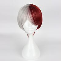 Cosplay Wigs My Hero Academy Battle For All/Boku no Hero Academia Cosplay White / Red Short Anime Cosplay Wigs 35cm CMHeat Resistant