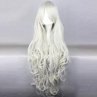 Cosplay Wigs Black Butler Queen Victoria White Long / Curly Anime Cosplay Wigs 90 CM Heat Resistant Fiber Female