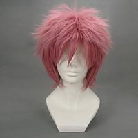 Cosplay Wigs Fairy Tail Natsu Dragneel Pink Short Anime Cosplay Wigs 32 CM Heat Resistant Fiber Male