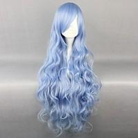 Cosplay Wigs Date A Live Yoshino Blue Long / Curly Anime Cosplay Wigs 90 CM Heat Resistant Fiber Female