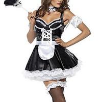 Cosplay Costumes Party Costume Maid Costumes Career Costumes Festival/Holiday Halloween Costumes White Black PatchworkDress Headpiece
