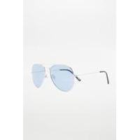 coloured lens aviator sunglasses blue