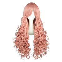 Cosplay Wigs Vocaloid Luca Pink Long / Curly Anime Cosplay Wigs 90 CM Heat Resistant Fiber Male / Female
