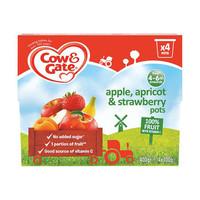 cow gate 4 6months 100 fruit apple apricot strawberry fruit cups
