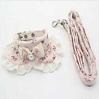 Collar Leash Foldable Adjustable Flower/Floral Lace Fabric