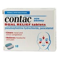 Contac Non Drowsy Dual Relief Tablets 18 Tablets