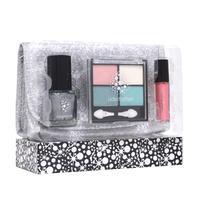 Cosmetic Bag Glitter Silver 4 piece