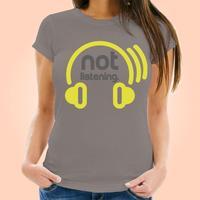 cool not listening grey headphone t shirt