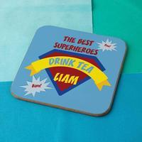 Colourful Superheroes Personalised Drinks Coaster