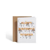 Copper Text Floral Birthday Card