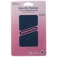 cotton twill patches mid denim 10 x 15cm by hemline 375103