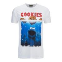 Cookie Monster Men\'s Shark Cookie Monster T-Shirt - White - L