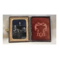 Collectable antique ambrotype. Leather case with velvet lining and brass clasp.