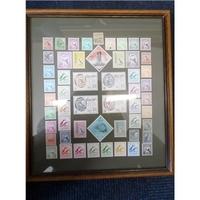 Collage of 53 Lundy Stamps in framed presentation set suitable for mounting