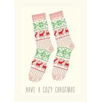 cozy socks traditional christmas card ch1081