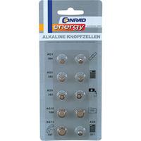 Conrad Energy 250461 10pcs Button Cell Battery Multipack