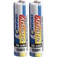 Conrad Energy 250213 AAA Rechargeable Battery x2 NiMH 700mAh 1.2V