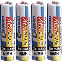 Conrad Energy 250400 AAA Rechargeable Battery x4 NiMH 700mAh 1.2V