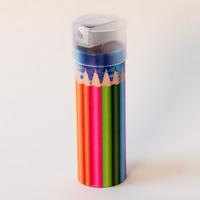 colouring pencils tin with sharpener