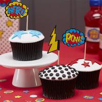 comic superhero party cupcake picks