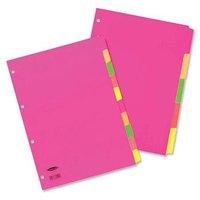 Concord Fluorescent (A4) Punched 4 Holes Subject Dividers (180gsm) 5-Part Assorted Fluorescent Colours