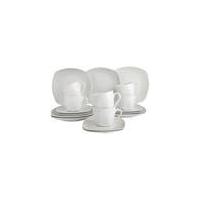 Coffee and tea serving plates, square, white, 18 pieces