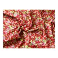 Colourful Floral Print Cotton Poplin Dress Fabric Red