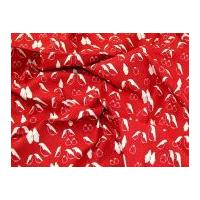 Contemporary Penguin Print Cotton Calico Fabric Natural on Red