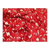 contemporary penguin print cotton calico fabric natural on red